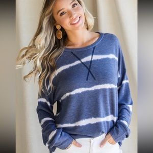 Women’s long sleeve strip top, Size Small